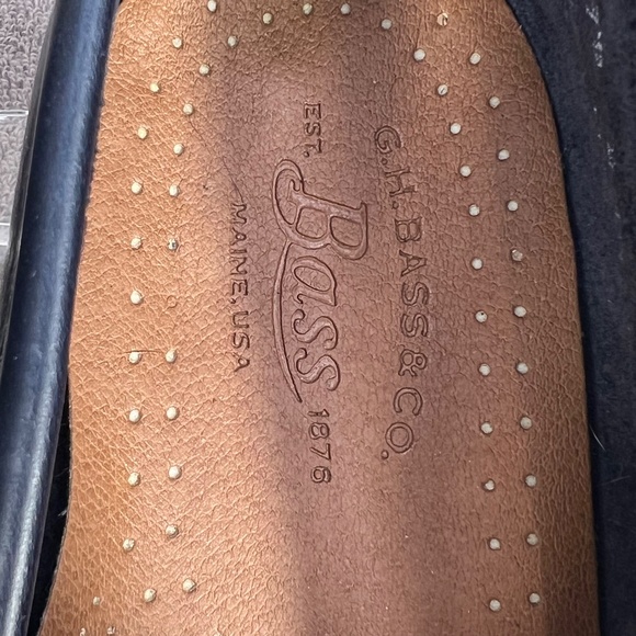 G. H. Bass & Co Mens Navy Leather Beefroll Penny Loafers Sz 9.5 Formal Holiday - Picture 7 of 13